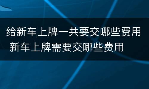 给新车上牌一共要交哪些费用 新车上牌需要交哪些费用