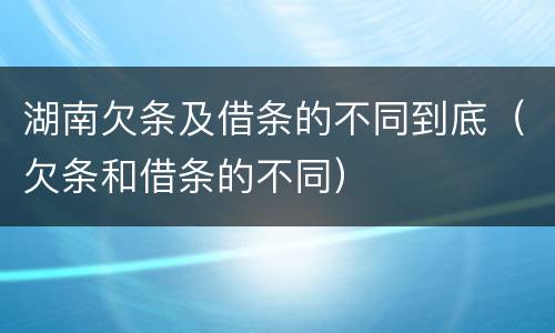 湖南欠条及借条的不同到底（欠条和借条的不同）