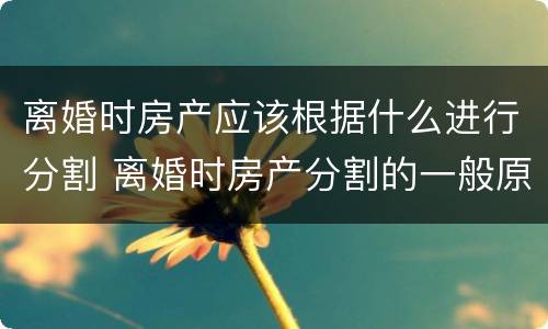离婚时房产应该根据什么进行分割 离婚时房产分割的一般原则