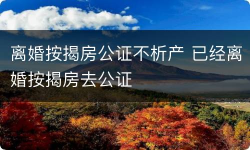 离婚按揭房公证不析产 已经离婚按揭房去公证
