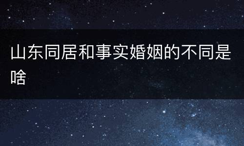 山东同居和事实婚姻的不同是啥