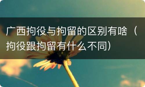 广西拘役与拘留的区别有啥（拘役跟拘留有什么不同）