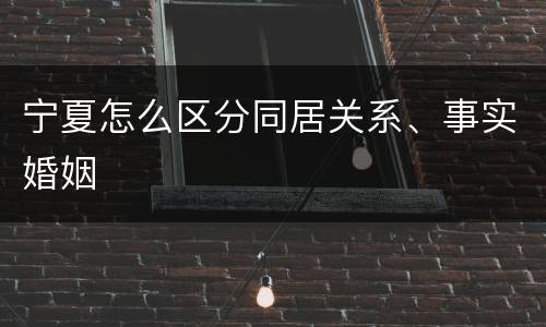 宁夏怎么区分同居关系、事实婚姻