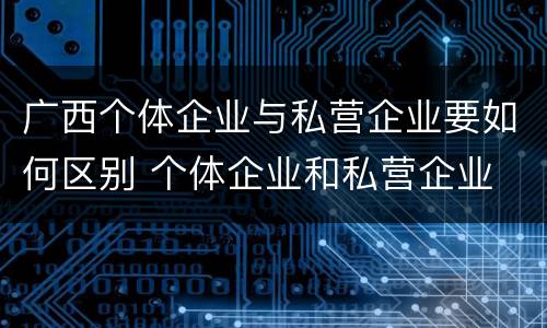 广西个体企业与私营企业要如何区别 个体企业和私营企业