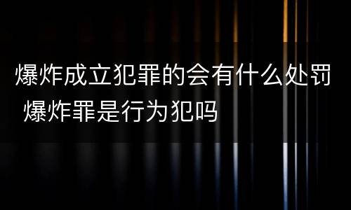 爆炸成立犯罪的会有什么处罚 爆炸罪是行为犯吗