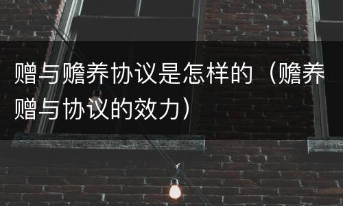 赠与赡养协议是怎样的（赡养赠与协议的效力）