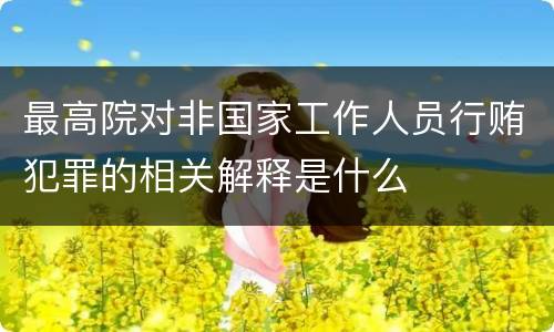 最高院对非国家工作人员行贿犯罪的相关解释是什么