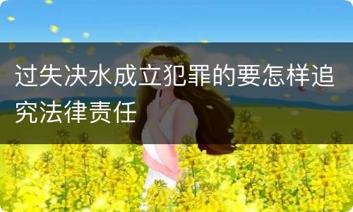 过失决水成立犯罪的要怎样追究法律责任