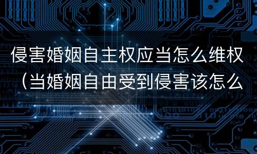 侵害婚姻自主权应当怎么维权（当婚姻自由受到侵害该怎么维护自己的权利）