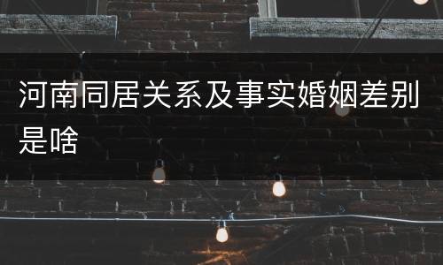 河南同居关系及事实婚姻差别是啥