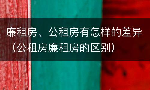 廉租房、公租房有怎样的差异（公租房廉租房的区别）