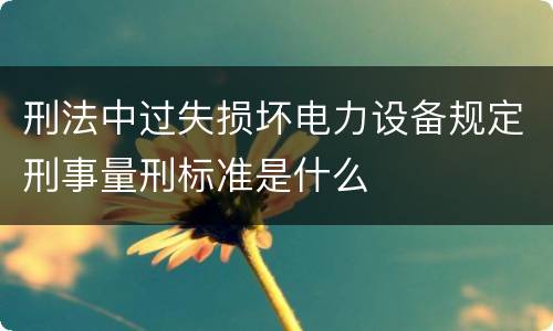 刑法中过失损坏电力设备规定刑事量刑标准是什么