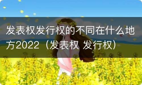 发表权发行权的不同在什么地方2022（发表权 发行权）
