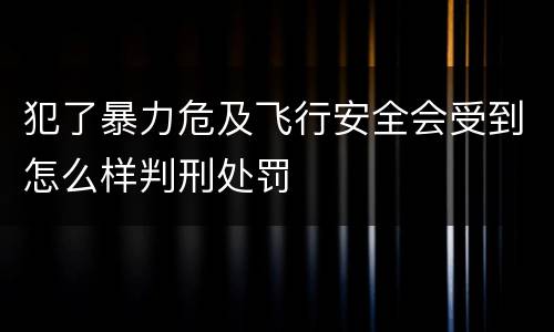犯了暴力危及飞行安全会受到怎么样判刑处罚