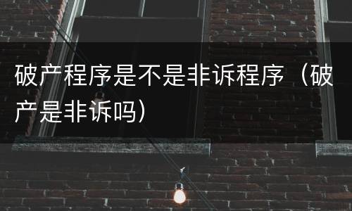 破产程序是不是非诉程序（破产是非诉吗）