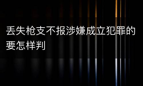 丢失枪支不报涉嫌成立犯罪的要怎样判