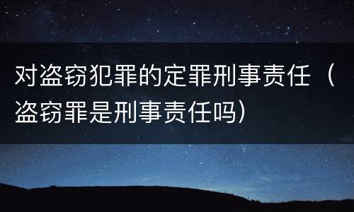对盗窃犯罪的定罪刑事责任（盗窃罪是刑事责任吗）