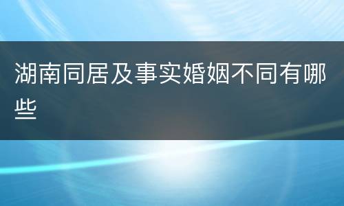 湖南同居及事实婚姻不同有哪些