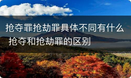 抢夺罪抢劫罪具体不同有什么 抢夺和抢劫罪的区别