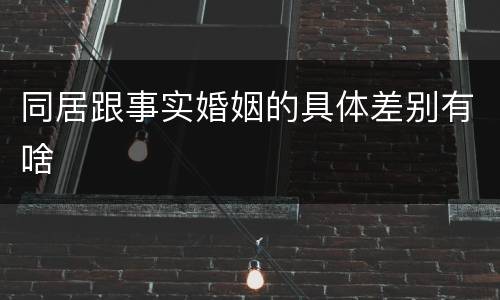 同居跟事实婚姻的具体差别有啥