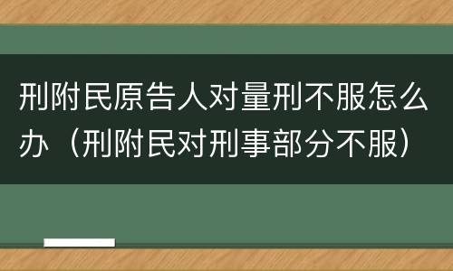 刑附民原告人对量刑不服怎么办（刑附民对刑事部分不服）