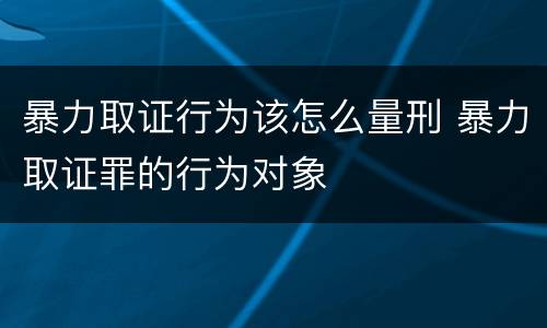 暴力取证行为该怎么量刑 暴力取证罪的行为对象