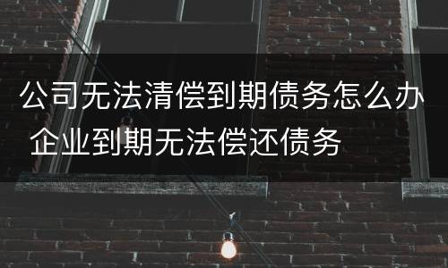 公司无法清偿到期债务怎么办 企业到期无法偿还债务