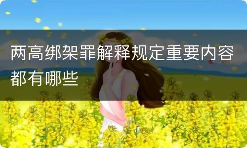 两高绑架罪解释规定重要内容都有哪些