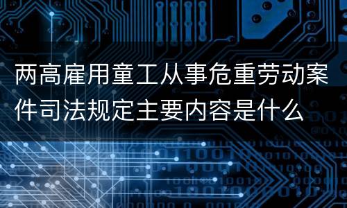 两高雇用童工从事危重劳动案件司法规定主要内容是什么