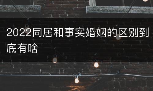 2022同居和事实婚姻的区别到底有啥