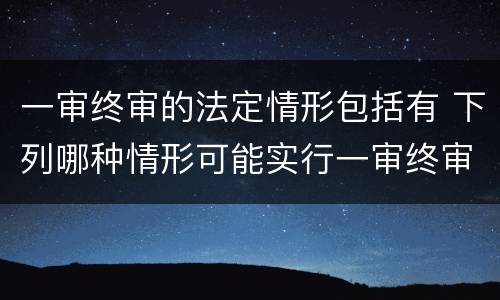一审终审的法定情形包括有 下列哪种情形可能实行一审终审