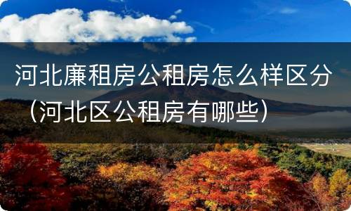 河北廉租房公租房怎么样区分（河北区公租房有哪些）