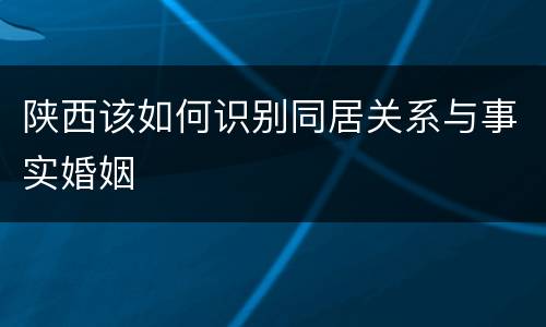 陕西该如何识别同居关系与事实婚姻