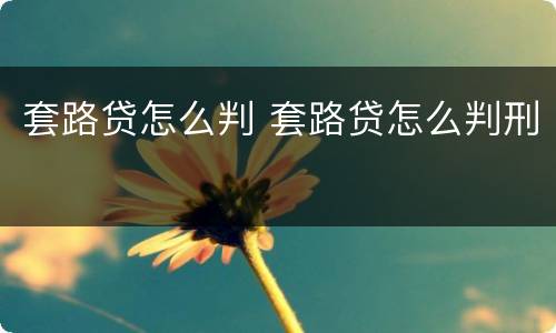 套路贷怎么判 套路贷怎么判刑