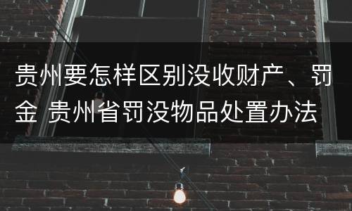 贵州要怎样区别没收财产、罚金 贵州省罚没物品处置办法