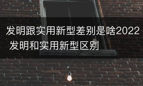 发明跟实用新型差别是啥2022 发明和实用新型区别