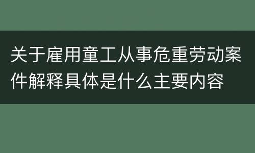 关于雇用童工从事危重劳动案件解释具体是什么主要内容