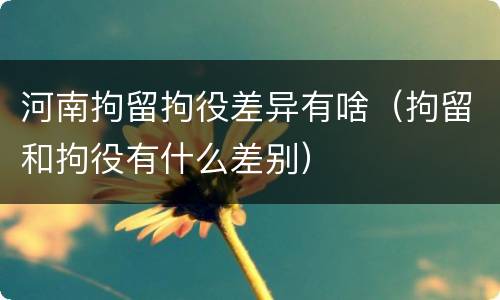 河南拘留拘役差异有啥（拘留和拘役有什么差别）