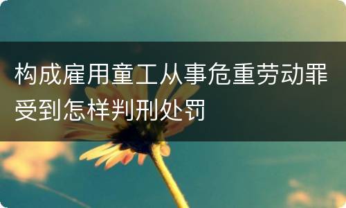 构成雇用童工从事危重劳动罪受到怎样判刑处罚