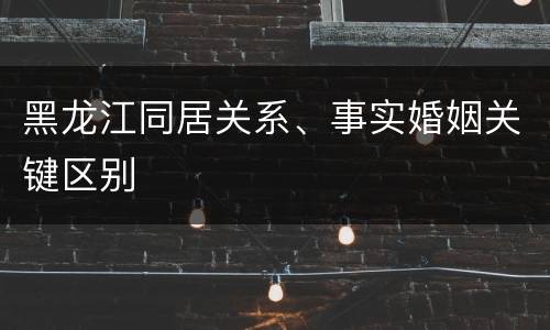 黑龙江同居关系、事实婚姻关键区别