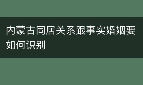 内蒙古同居关系跟事实婚姻要如何识别