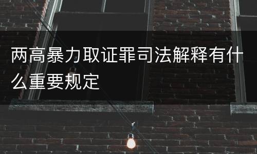 两高暴力取证罪司法解释有什么重要规定