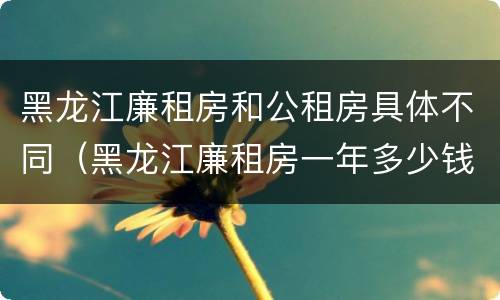黑龙江廉租房和公租房具体不同（黑龙江廉租房一年多少钱）