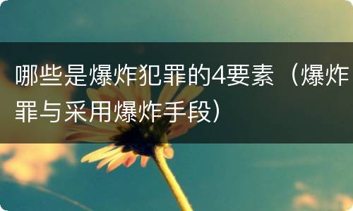 哪些是爆炸犯罪的4要素（爆炸罪与采用爆炸手段）