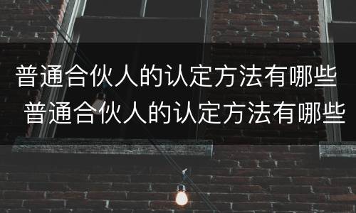 普通合伙人的认定方法有哪些 普通合伙人的认定方法有哪些标准