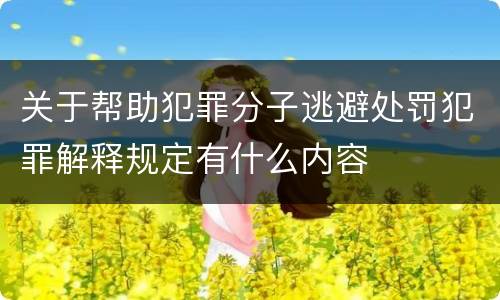 关于帮助犯罪分子逃避处罚犯罪解释规定有什么内容