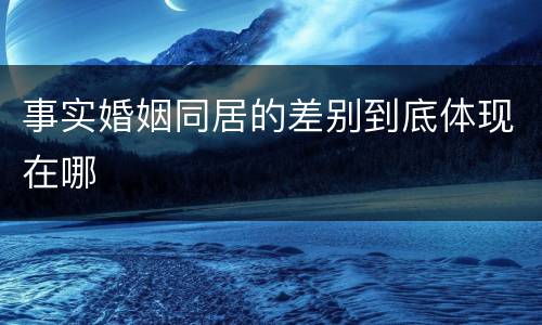 事实婚姻同居的差别到底体现在哪