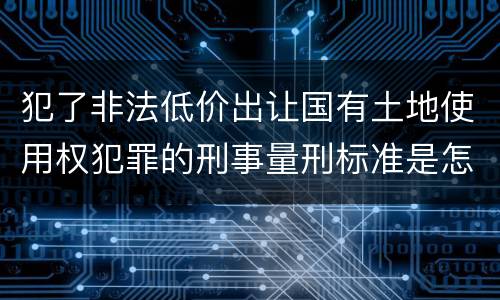 犯了非法低价出让国有土地使用权犯罪的刑事量刑标准是怎样的