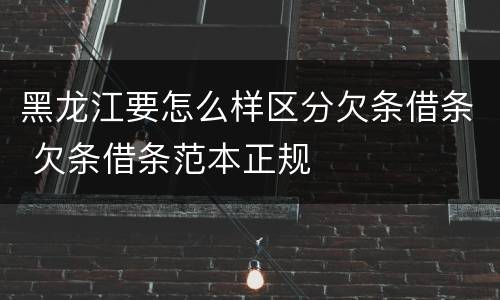 黑龙江要怎么样区分欠条借条 欠条借条范本正规