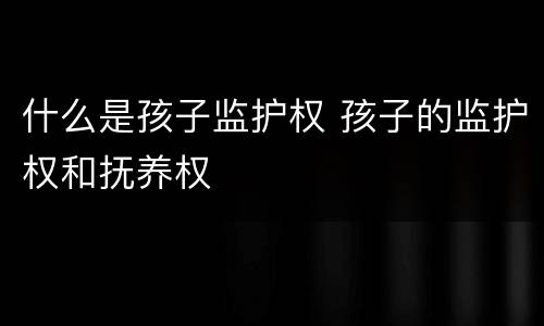 什么是孩子监护权 孩子的监护权和抚养权